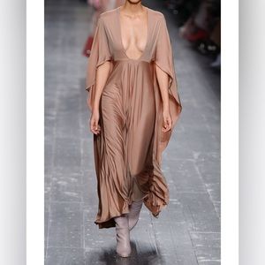 Shop Valentino Cape Back Silk Jersey Dress In Skin. Size 6.